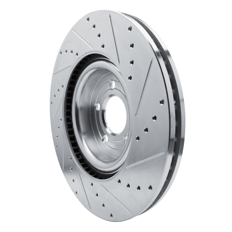 Ford Police Interceptor Utility Brake Rotor (1) - Front Left - R1 Concepts - Drilled & Slotted - Silver - `20-`25